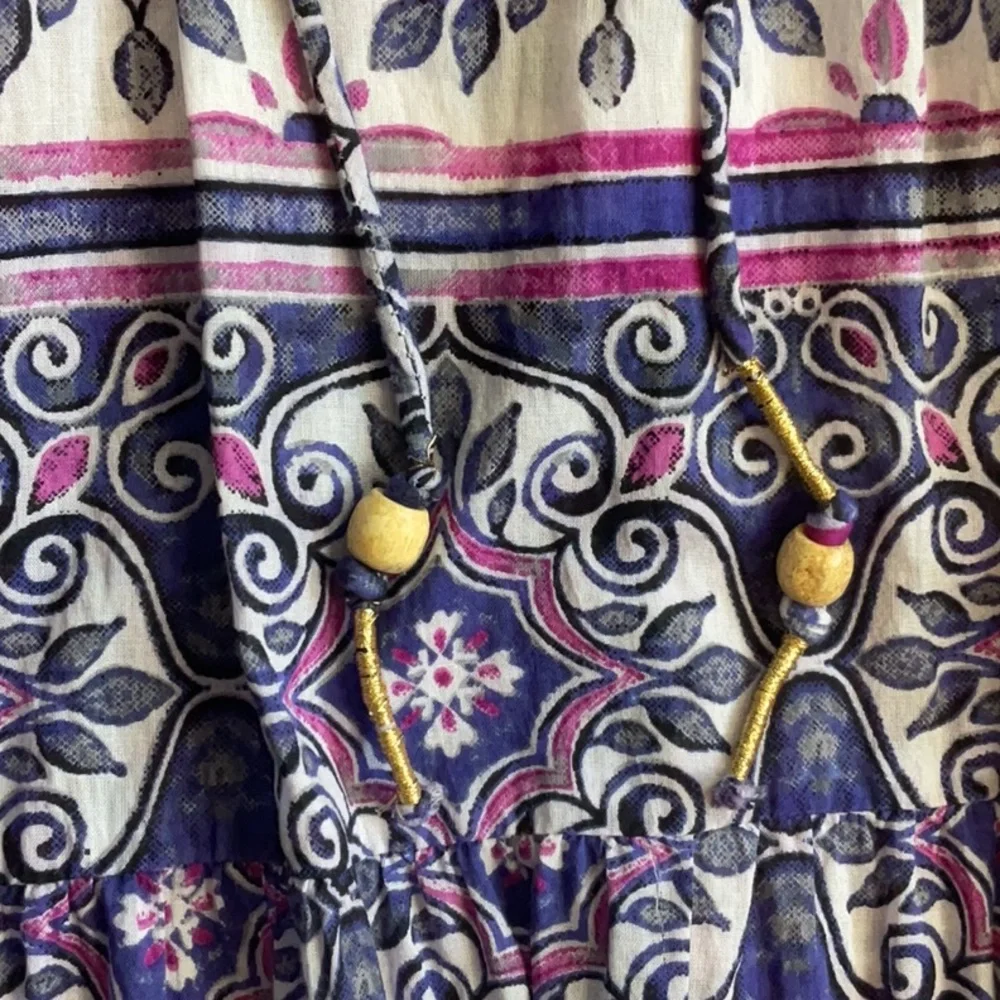 True Destinations 100% Cotton Boho pink and Purple Pattern Maxi Dress Size Large - Picture 8 of 9